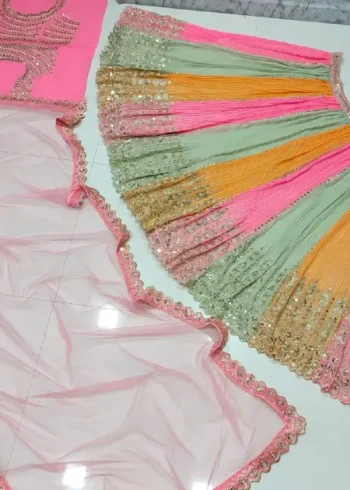 Georgette Multi Colour Jari and Sequins Embroidered party wear lehenga choli