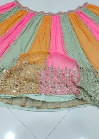 Georgette Multi Colour Jari and Sequins Embroidered party wear lehenga choli
