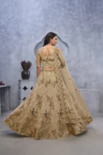 Golden Colour Peacock & Bagh Sequins Embroidered Bridal Lehenga