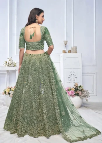 Peacock and Floral Embroidered Lehenga for Mehendi and Brides