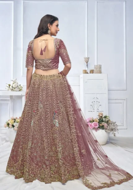 Peacock and Floral Embroidered Lehenga for Mehendi and Brides