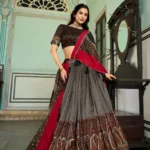 Grey Colour Tussar Silk Kashmiri Printed Lehenga Choli