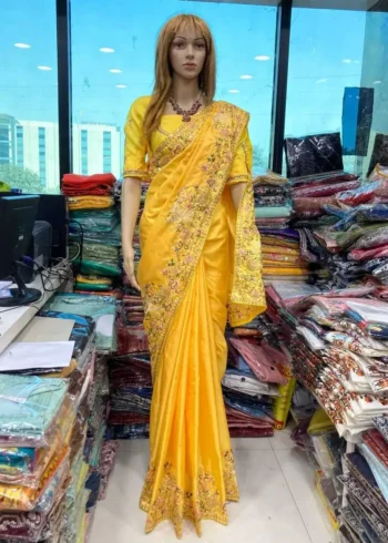 Buy Rajwadi saree 18 Haldi Special Soft Dola Silk Yellow Sare