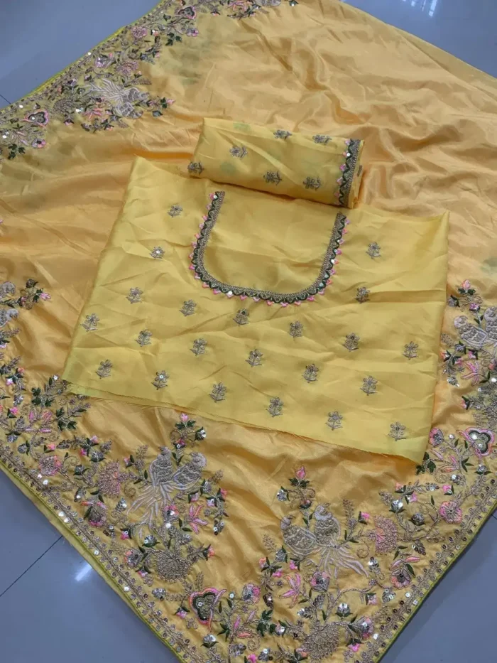 Haldi Special Soft Dola Silk Yellow Sare