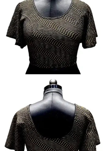 Heavy Crush Foil Lining Butterfly Sleeve Stretchable Blouse