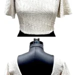 Heavy Crush Foil Lining Butterfly Sleeve Stretchable Blouse