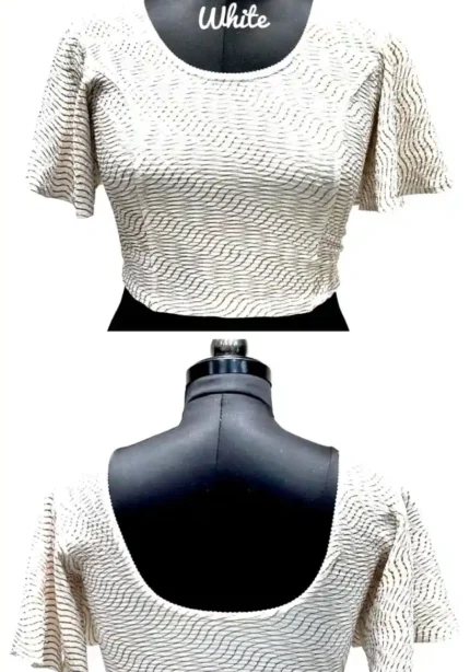 Heavy Crush Foil Lining Butterfly Sleeve Stretchable Blouse