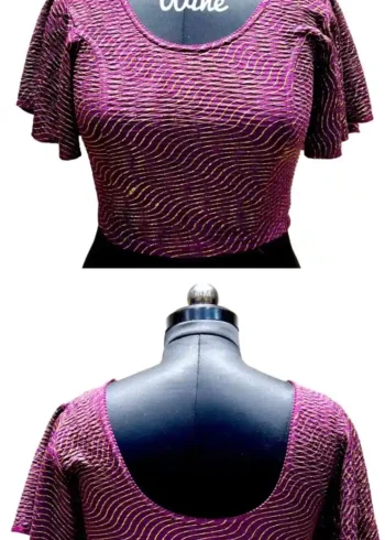 Heavy Crush Foil Lining Butterfly Sleeve Stretchable Blouse