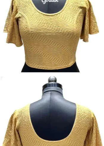 Heavy Crush Foil Lining Butterfly Sleeve Stretchable Blouse