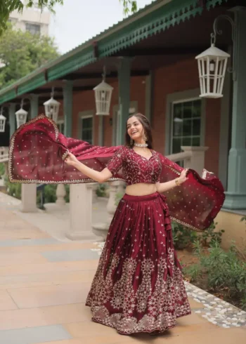 Heavy Embroidered Rangoli Silk Bridal Lehenga for Wedding