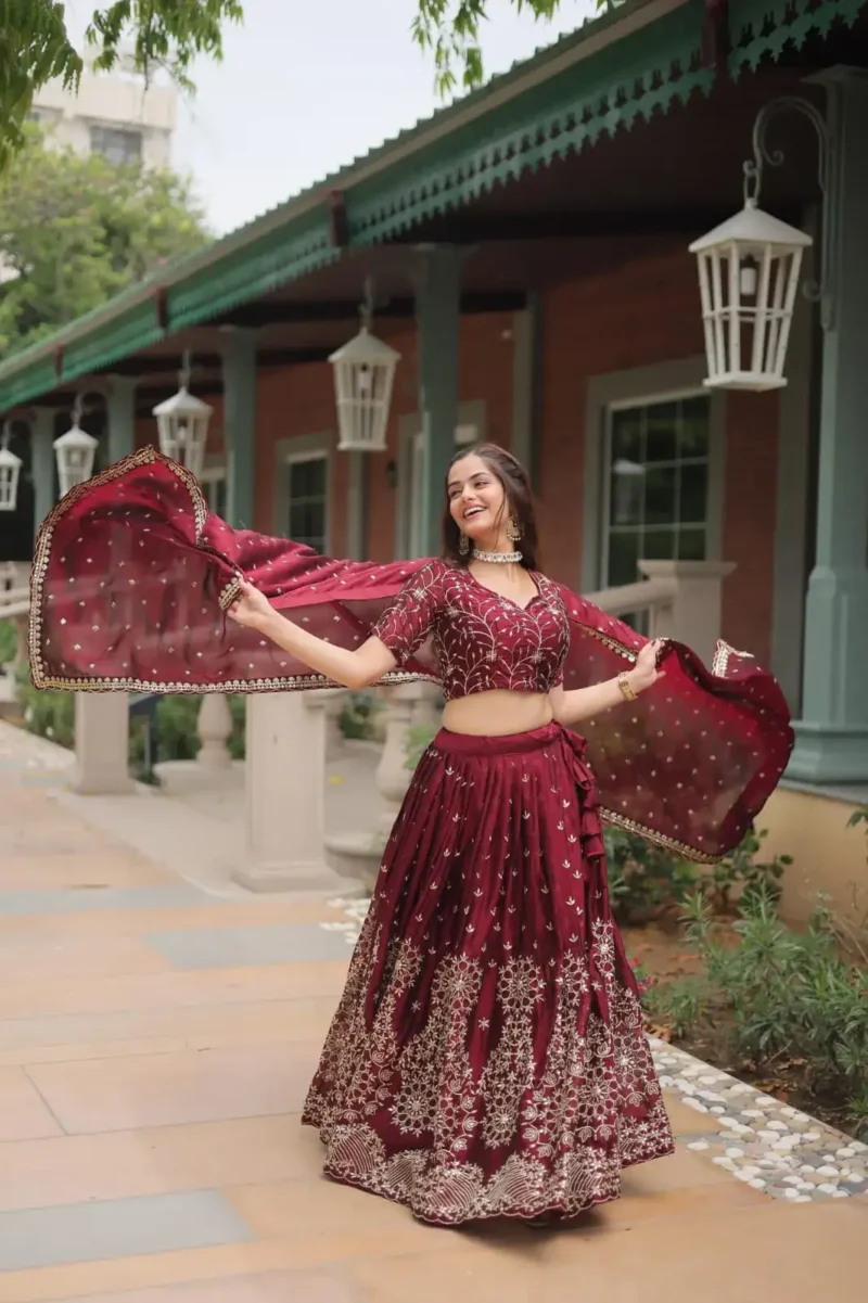 Heavy Embroidered Rangoli Silk Bridal Lehenga for Wedding