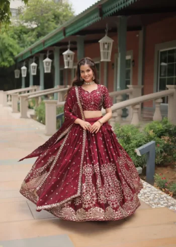 Heavy Embroidered Rangoli Silk Bridal Lehenga for Wedding