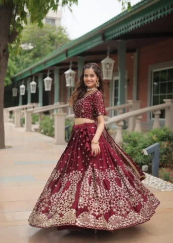 Heavy Embroidered Rangoli Silk Bridal Lehenga for Wedding
