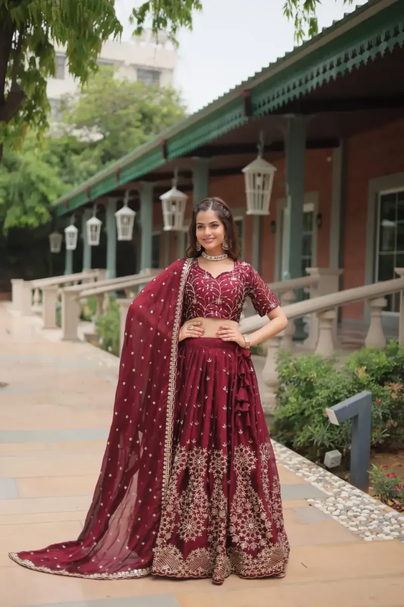 Heavy Embroidered Rangoli Silk Bridal Lehenga for Wedding