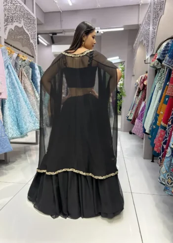Heavy Georgette Searg Black Lehenga Choli for Party