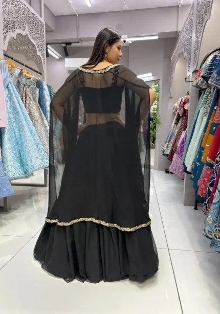 Heavy Georgette Searg Black Lehenga Choli for Party