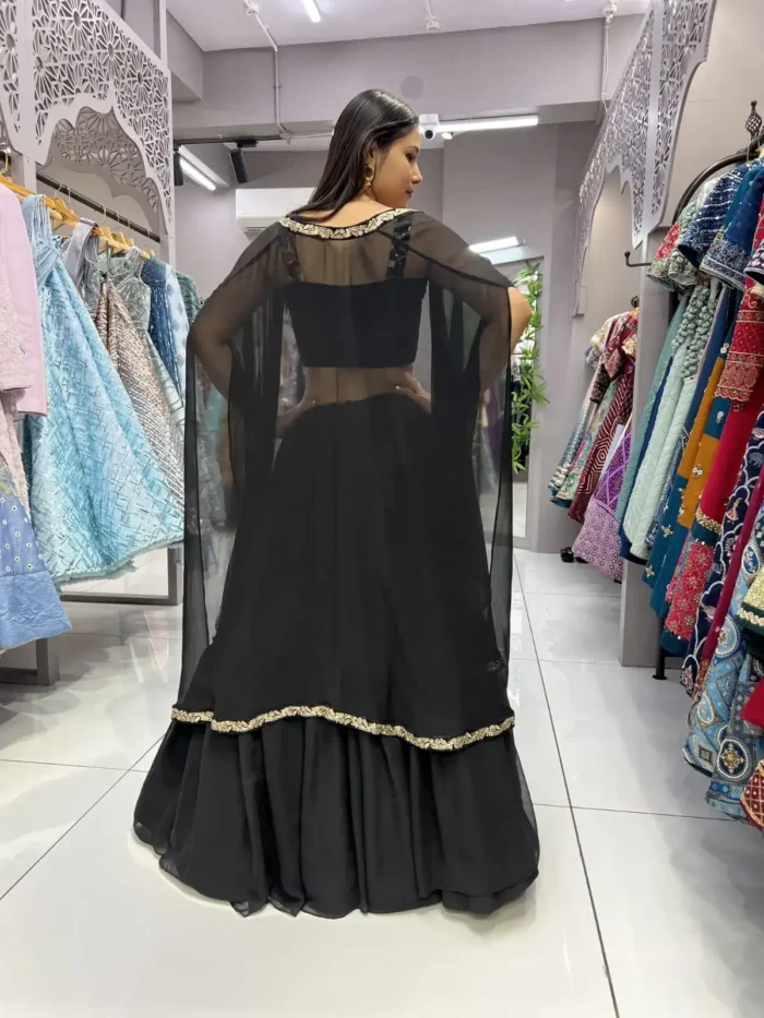 Heavy Georgette Searg Black Lehenga Choli for Party