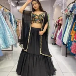 Heavy Georgette Searg Black Lehenga Choli for Party
