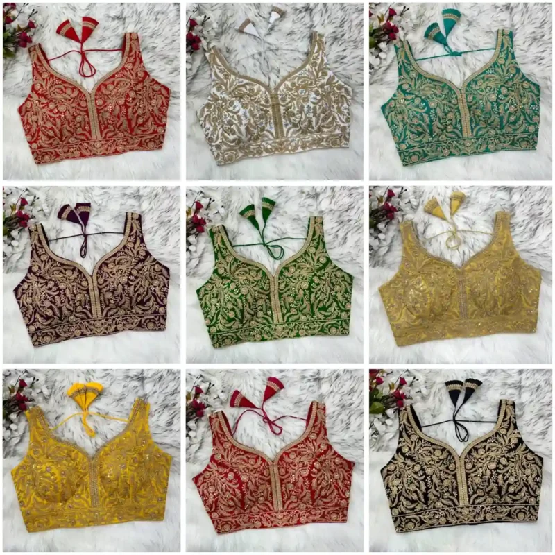 Heavy Italian Silk Embroidered Bollywood Designer Stitched Blouse