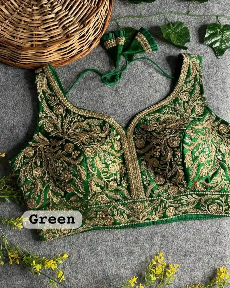 Heavy Italian Silk Embroidered Bollywood Designer Stitched Blouse