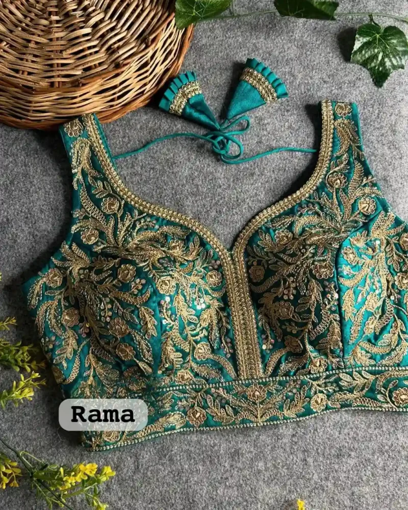 Heavy Italian Silk Embroidered Bollywood Designer Stitched Blouse