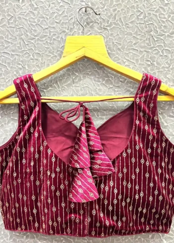 Heavy Velvet Foil Printed Stylish Designer Blouse for women