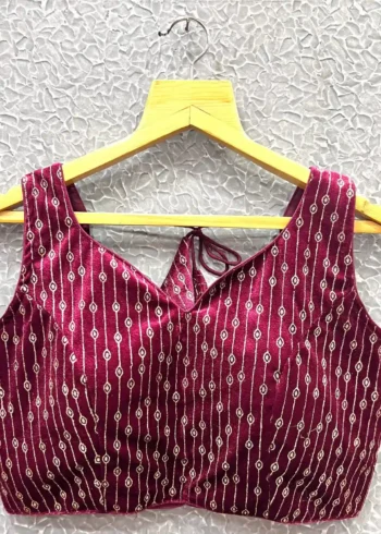 Heavy Velvet Foil Printed Stylish Designer Blouse for women