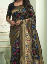 Jacquard Border Zari Work Banaras silk saree