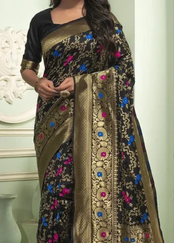 Jacquard Border Zari Work Banaras silk saree
