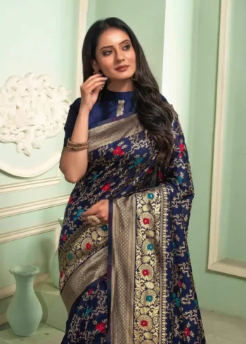 Jacquard Border Zari Work Banaras silk saree