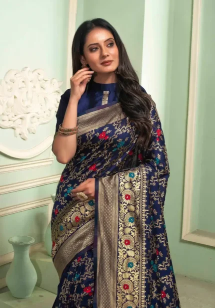 Jacquard Border Zari Work Banaras silk saree