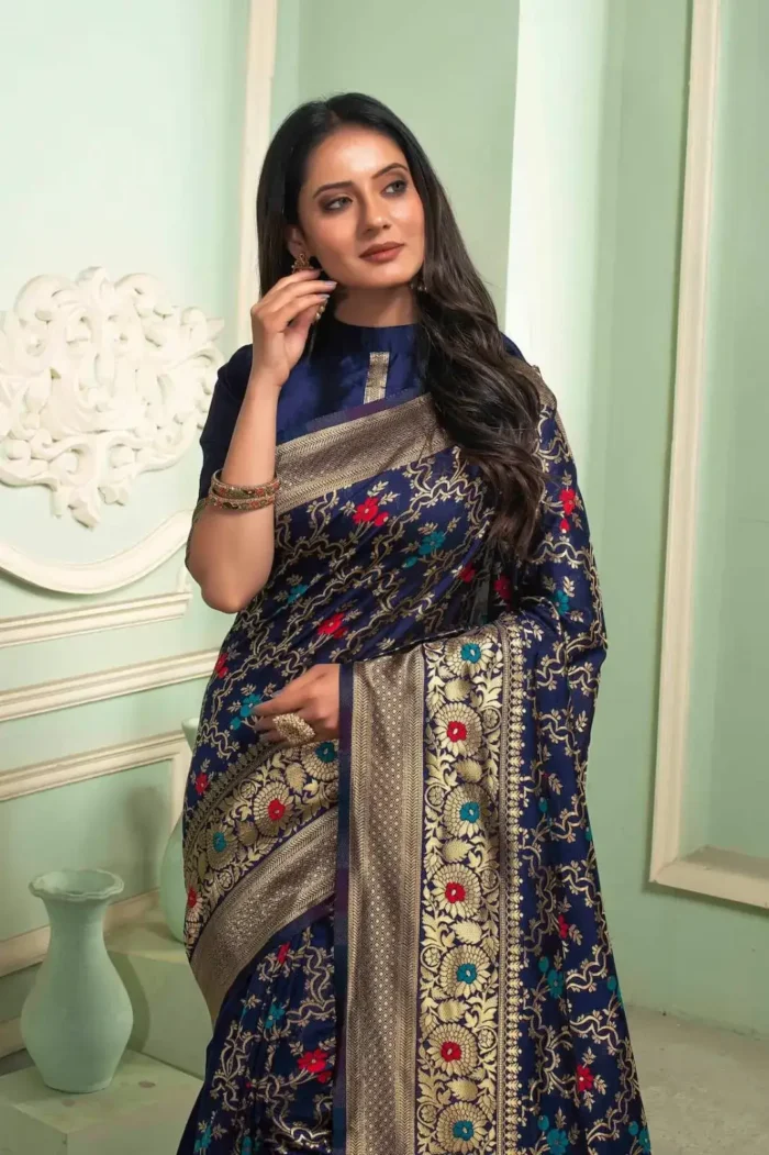 Jacquard Border Zari Work Banaras silk saree