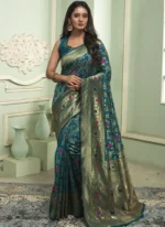 Jacquard Border Zari Work Banaras silk saree