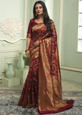 Jacquard Border Zari Work Banaras silk saree