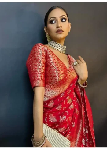 Jacquard Work Soft Lichi Silk Saree for Wedding