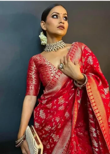 Jacquard Work Soft Lichi Silk Saree for Wedding