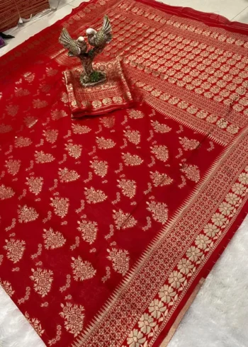 Jacquard Work Soft Lichi Silk Saree for Wedding