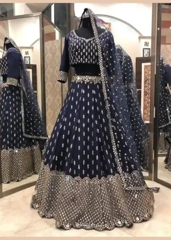 Jari & Sequins Embroidered Dola Silk Lehenga Choli for Party