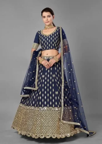 Jari & Sequins Embroidered Dola Silk Lehenga Choli for Party
