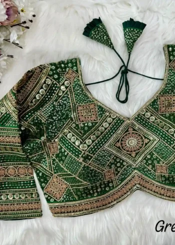 Jari Embroidered Long Sleeves Apple Cut Bridal Blouse