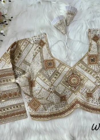 Jari Embroidered Long Sleeves Apple Cut Bridal Blouse