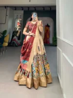 Kalamkari Print with Weaving Border Printed Lehenga Choli