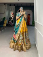 Kalamkari Print with Weaving Border Printed Lehenga Choli