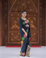 Leaf Pattern Zari Woven Banarasi Silk Saree