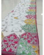 marble white vichitra silk heavy embroidered saree for wedding