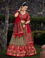 Mehendi Colour Floral and Foil Printed Hyderabadi Lehenga Choli