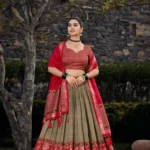 Mehendi Colour Floral and Foil Printed Hyderabadi Lehenga Choli
