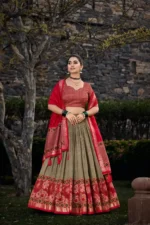 Mehendi Colour Floral and Foil Printed Hyderabadi Lehenga Choli