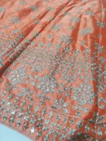 Orange Devsena Silk Embroidered Party Wear and Wedding Lehenga