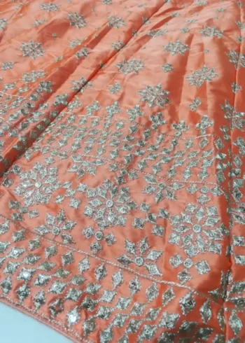 Orange Devsena Silk Embroidered Party Wear and Wedding Lehenga